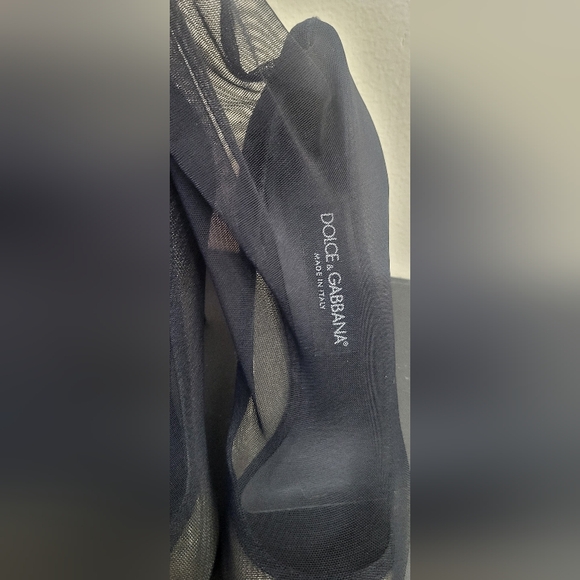 Dolce & Gabbana Black Tulle Thigh-High Boots Size 40 ABOUT 9 - Picture 11 of 14